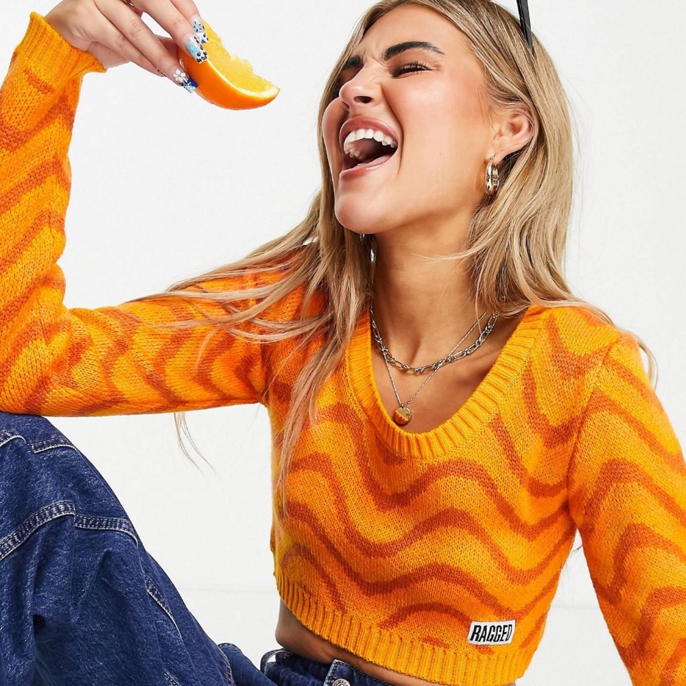 NWT RAGGED PRIEST orange sweater